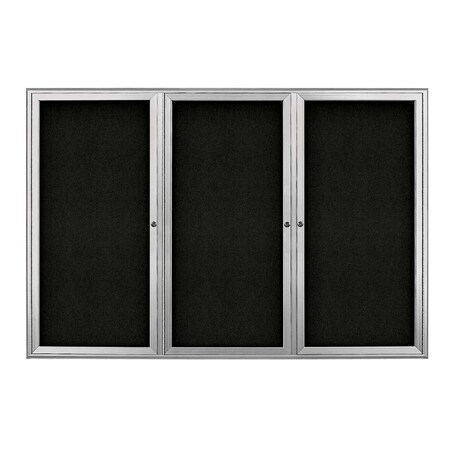 United Visual Products Sliding Door Indoor Enclosed Corkboard, 9 UV9030ACSH-BRONZE-AMETHY